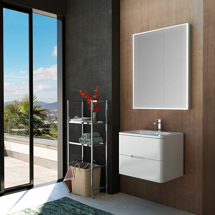 Smart bathroom idea 4 gain space LED medicine cabinet and mirror combo | Innovate Building Solutions #SmallBathroom #BathroomRemodel #MedicineCabinet