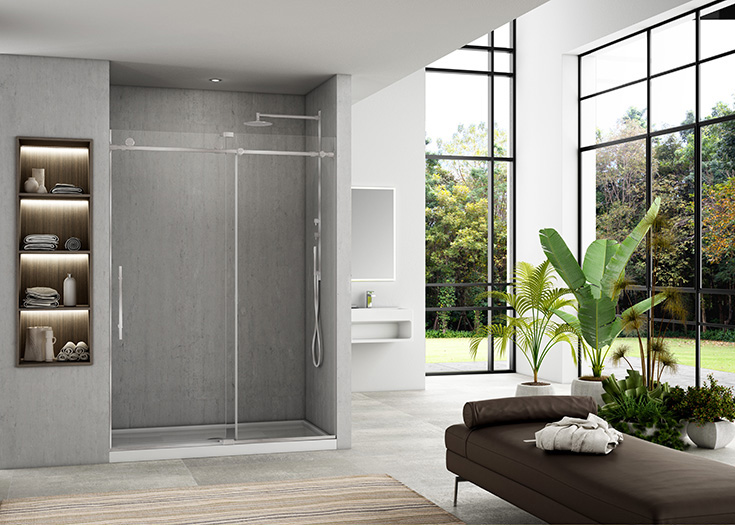 Tip 2 sliding glass barn door style shower doors taller glass 86 inches high | Innovate Building Solutions #glassdoor #showerDoor #Slidingdoor