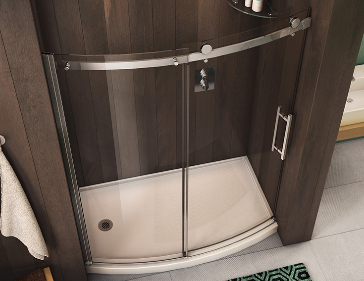 Question 5 curved glass shower door in a Cleveland bath to shower conversion | Innovate Building Solutions #curvedglass #ShowerDoor #Alcoveshower