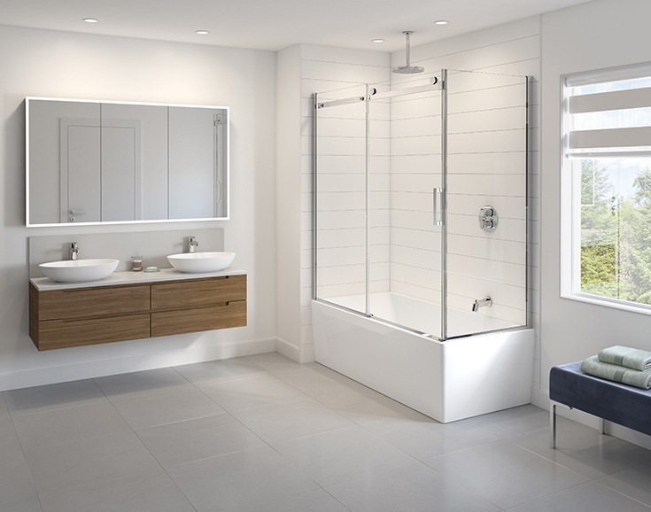 Question 8 corner glass sliding doors Innovate Building Solutions #Glassdoor #SlidingDoor #BathroomRemodel