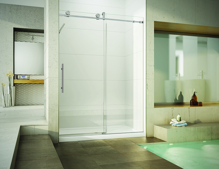 Advantage 2 thick frameless glass shower door Innovate Building Solutions | Columbus, OH #Framelessdoor #Glassdoor #Thickglassdoor #Customglass