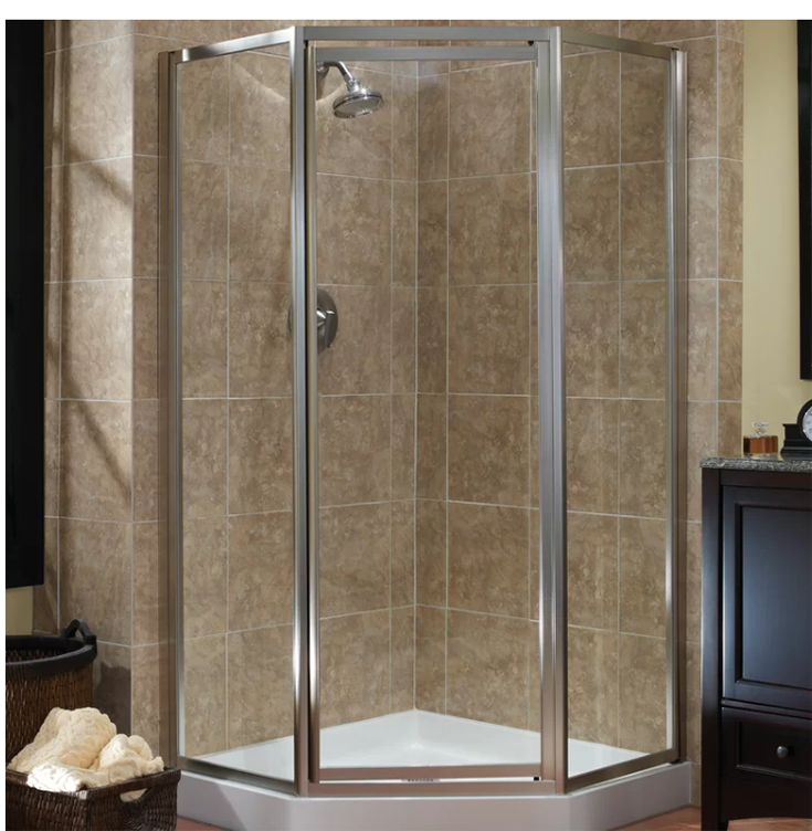 Con 3 corner shower a metal framed NEO angle corner shower | Innovate Building Solutions #Glassdoor #Glassshowerdoor #Cornershowerdoor #neoanglesshower