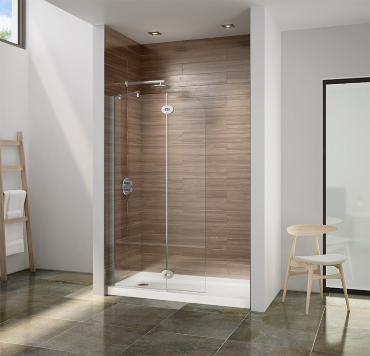 FAQ 6 pivoting shower screen rounded brushed nickel finish Cleveland ohio | Innovate Building Solutions #PivotingDoor #ShowerDoor #SLidingDoor 