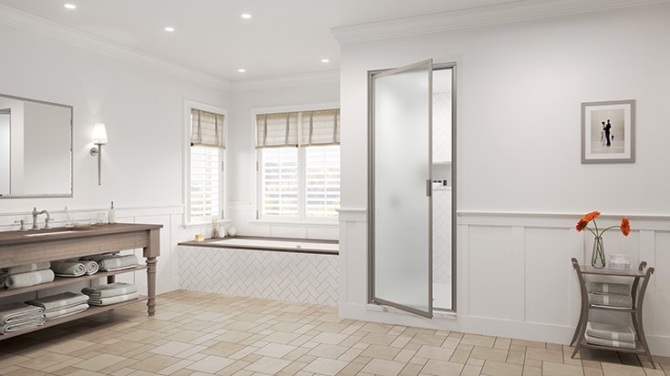 Reason 2 tall - framed steam room shower door | Innovate Building Solutions #frameddoor #steamroomshower #showerdoor