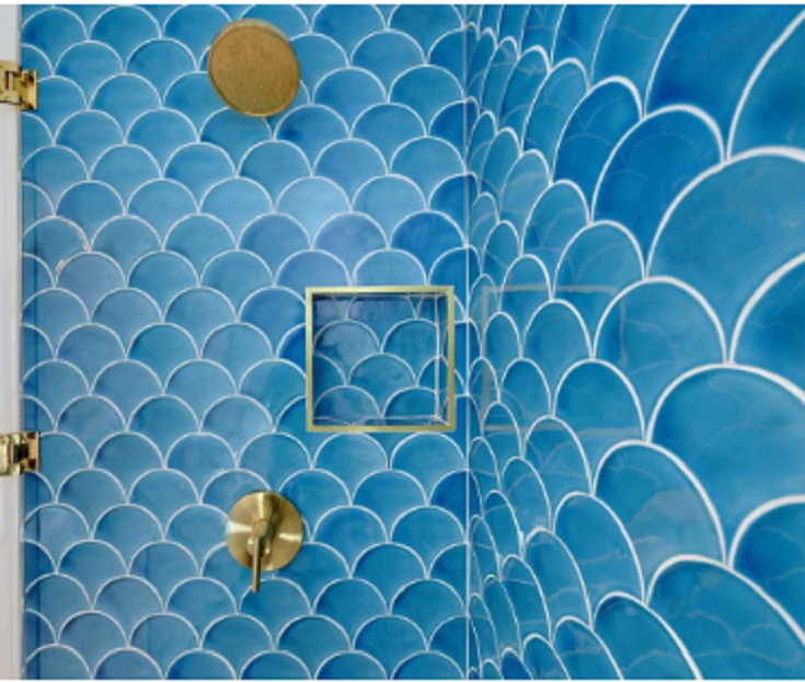 Tile shower pattern 10 credit www.clayimports.com | Innovate Building Solutions #LaminatedShowerWallPanels #DIYShowerWallPanels #DIYShowerRemodel