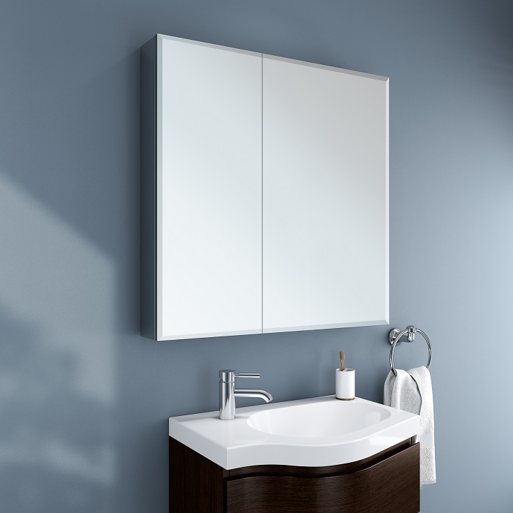 Tip 13 LED light mirrored medicine cabinet with storage | Innovate Building Solutions #LEDVanity #BathroomStorage #BathroomVanity
