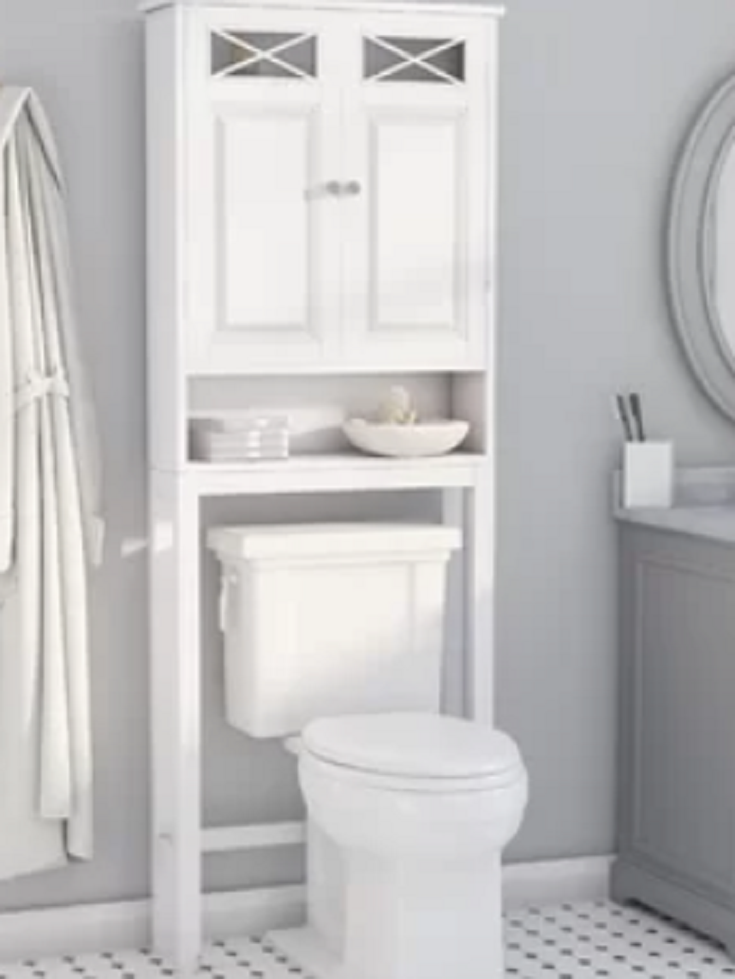 tip 7 idea 2 cabinet above toilet in small bathroom | Innovate Building Solutions #BathroomAccessories #BathroomRemodel #BathroomStorage