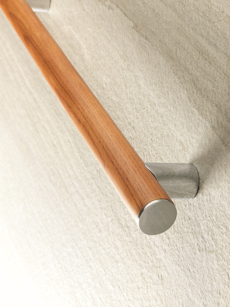 Blunder 1 decorative wood ash grab bar Innovate Building Solutions #ShowerHandle #ShowerAccessories #Shower