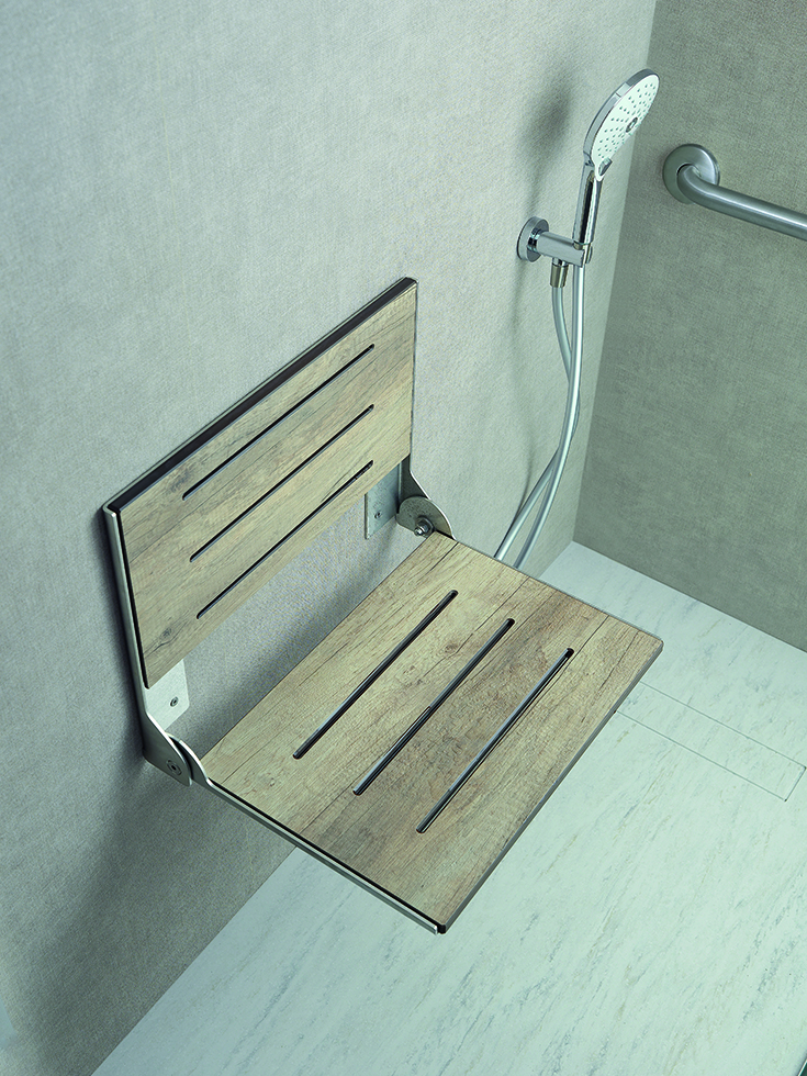 Product 10 high pressure laminate HPL fold down shower seat | Innovate Building Solutions #ShowerSeat #FoldDownShowerSeat #ShowerAccessories
