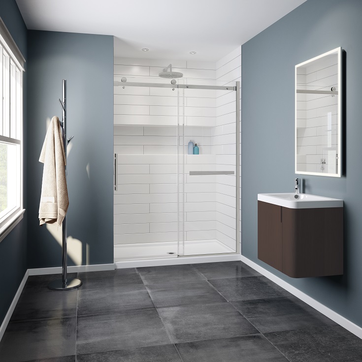 Product 11 extra tall 79 inch high barn door glass sliding door | Innovate Building Solutions #ShowerDoors #GlassShowerDoors #BarnStyleShowerDoors