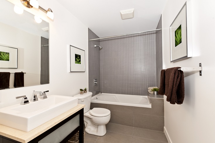 Factor 13 contemporary sink design in a rectangular shape in a modern bathroom Innovate Building Solutions #ContemporarySinkDesign #RectangularBathroomSink #ModernBathroomDesign