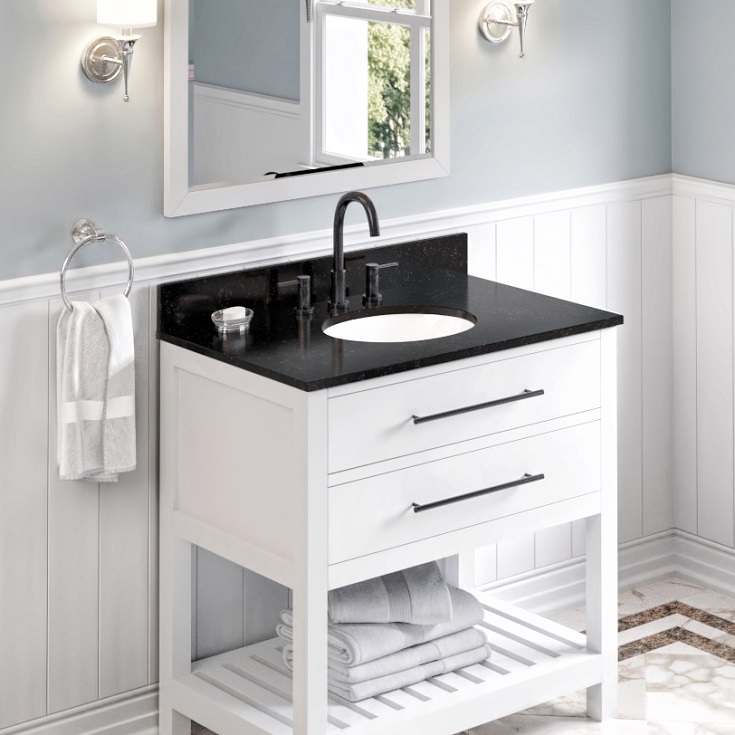 Factor 3 black granite top 37 inch wide with flecks of color TOPO37BG_lifestyle1 | Innovate Building Solutions #BathroomVanity #BathroomRemodel #ShowerRemodel