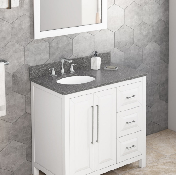 Idea 15 Cade with boulder cultured marble top Innovate Building Solutions #CulturedMarbleVanityTop #BathroomVanity #BathroomCounters