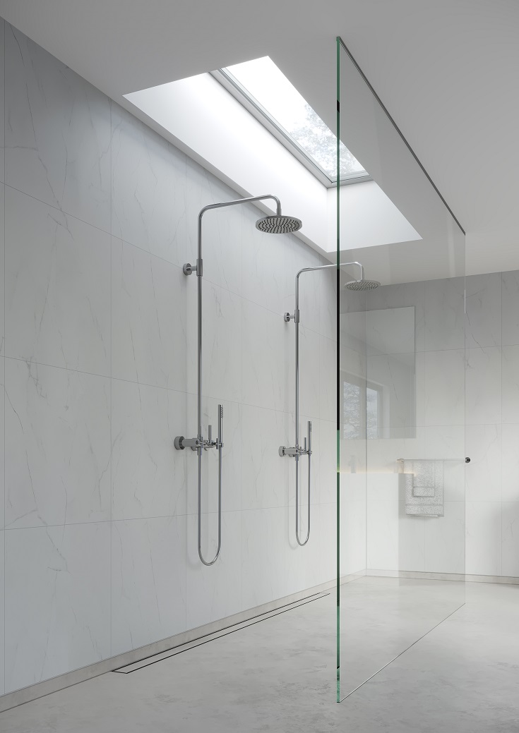 Idea 2 bianco marble laminate accessible walls | Innovate Building Solutions #BiancoMarbleWallPanels #LaminateShowerWallPanels #ShowerWallPanels
