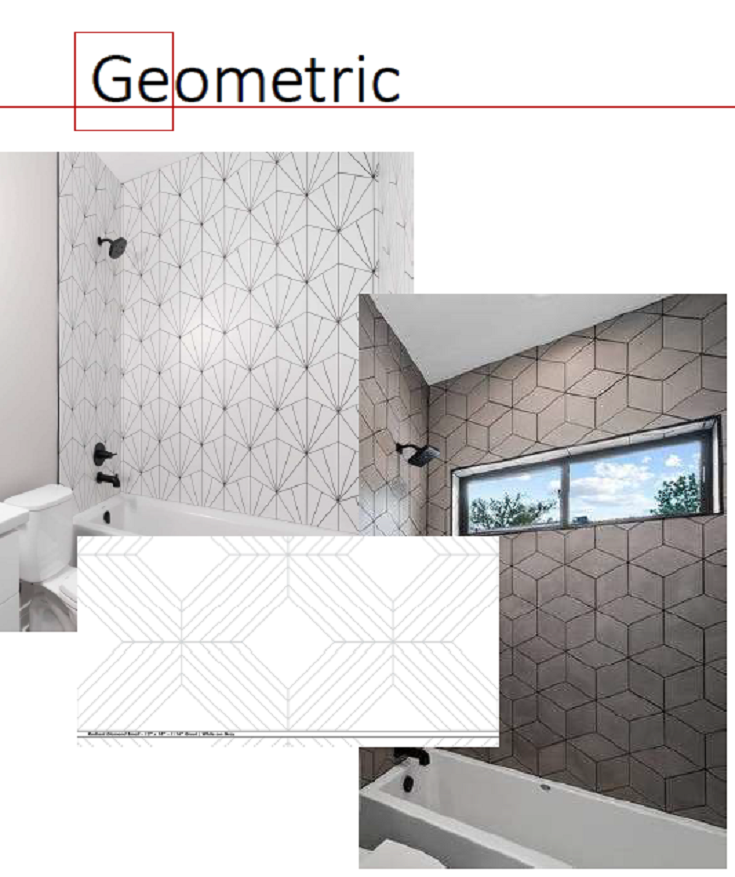 The good - design 1 geometric tile designs grout free panels Innovate Building Solutions #GeometricTileDesign #LaminateWallPanels #GroutFreePanels