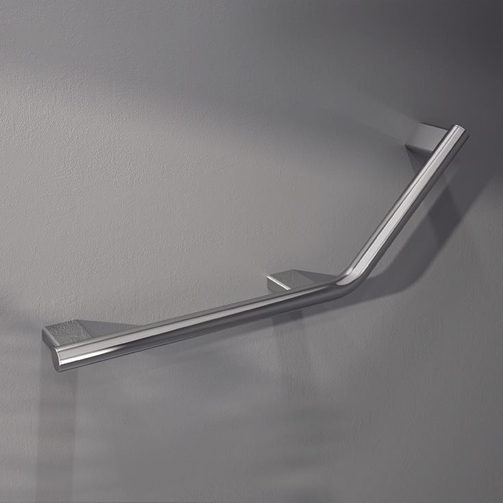Tip 4 chrome 135 degree stainless steel grab bar | Innovate Building Solutions #135DegreeGrabBar #ShowerAccessories #StainlessSteelGrabBar