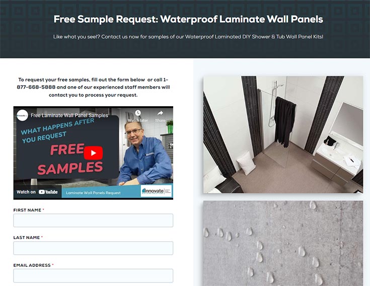 Advantage 4 free laminate wall panel samples Innovate Building Solutions shower visualizer | DIY projects | Shower design | free samples
