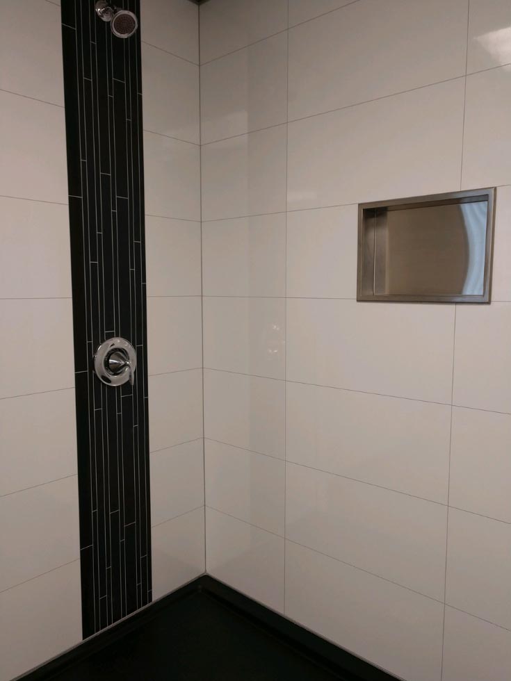 Idea 2 large format 24 x 24 bianco marble shower wall panels | bathroom design Ideas | Home Remodeling DIY | Bathroom Design