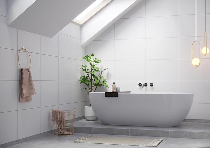 Reason 4 extra tall laminate wall panels in a bathroom | Waterproof Laminate DIY shower wall panels