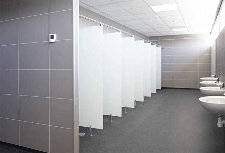 Fibo laminate panels commercial public restroom | Bathroom Remodeling | Commercial Public Restrooms | Laminate Wall Panels