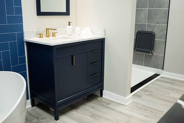 Hot 11 mid century modern vanity in low maintenance bathroom | Innovate Building Solutions | Bathroom Remodeling Ideas | Vanity Design Ideas