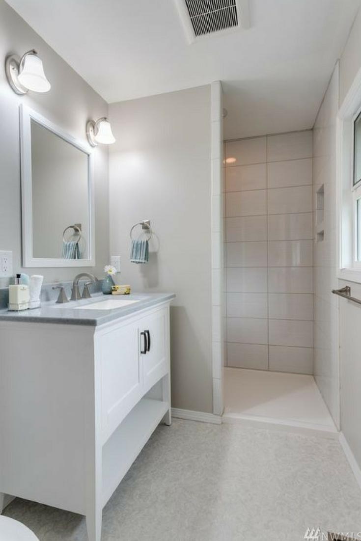 Part 2 - option 2 framed walk in shower offset shower pan | Innovate Building Solutions | Bathroom Remodeling ideas | Roll in shower display | Bathroom Design IDeas