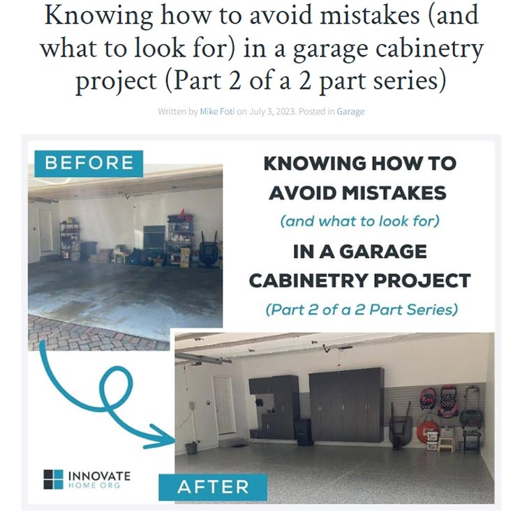 Reason 14 how to avoid mistakes garage cabinetry project Columbus | Innovate Home Org | Storage Solutions | Garage Organization | Home Remodel