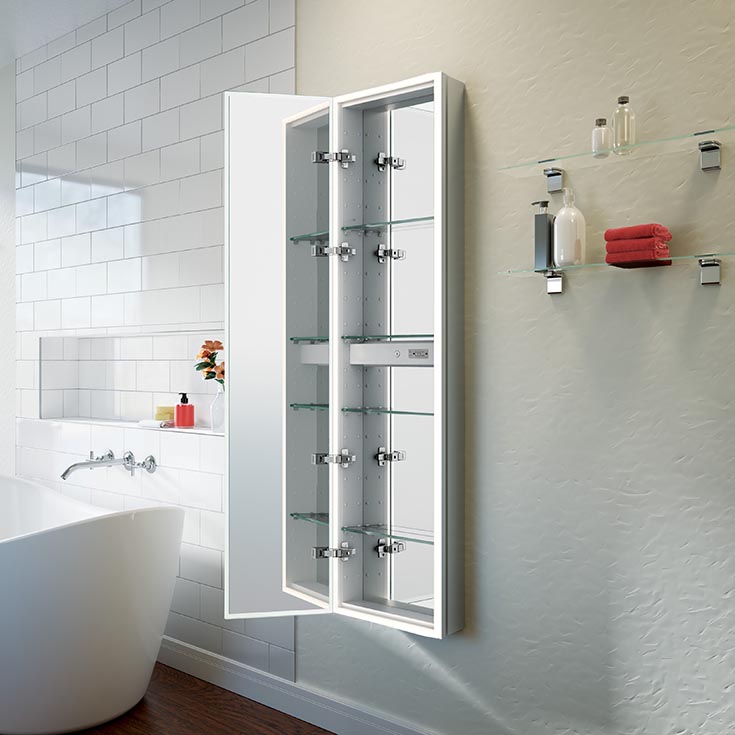 Trend 9 tall medicine cabinet with shelves Innovate Building Solutions | Innovate Building Solutions | Bathroom Remodeling ideas | Shower Design | Medicine Cabinet