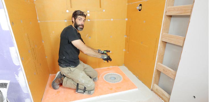 Question 1 tile shower being installed with Schluter system credit Home Repair Tutor | Innovate Building Solutions | Cleveland TIle Company | Shower Design ideas