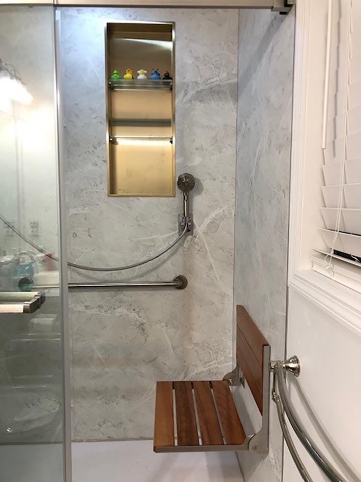 Section 2 example 14 champagne gold stainless steel niche | innovate building solutions | niche shower | shower accessories | Cleveland remodeling ideas