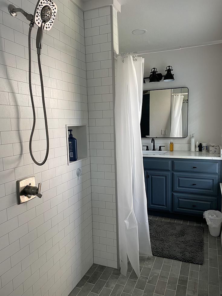 secret tip 1 custom walk through shower subway tile wall panels | Innovate building solutions | Bathroom remodel | home design ideas | fibo wall panels | Cleveland Shower remodel