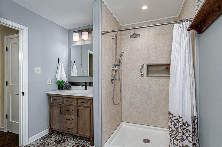 Reason 1 remodeling - tub to shower conversion laminate shower wall panels - Innovate Home Org, Accessibility Shower Options, Walk in Shower Conversion, DIY Bathroom Remodeling, Bathroom Shower Designs