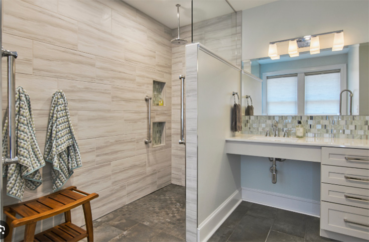 Question 6 effective lighting in an age in place or accessible bathroom credit Houzz - Innovate Building Solutions, Shower Wall Panels, Alternatives to Tile, Bathroom DIY Projects, Age In Place Bathroom Showers