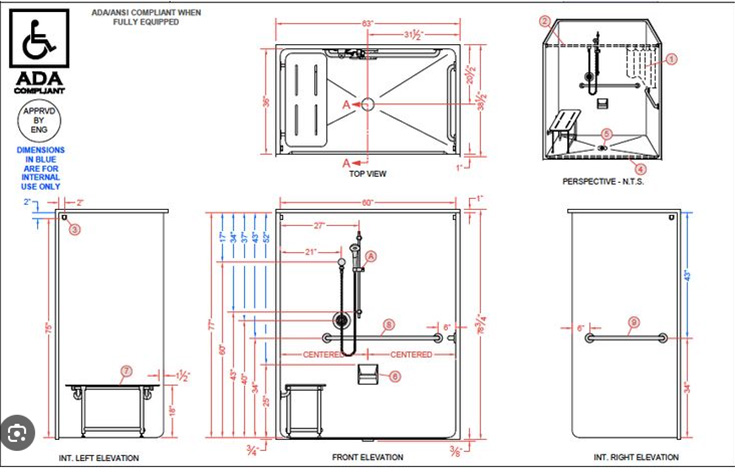 Section 1 ADA shower guidelines - Innovate Building Solutions, Custom Shower Designs, Bathroom Improvement Projects, Shower Replacement Kits, DIY Bathroom Shower