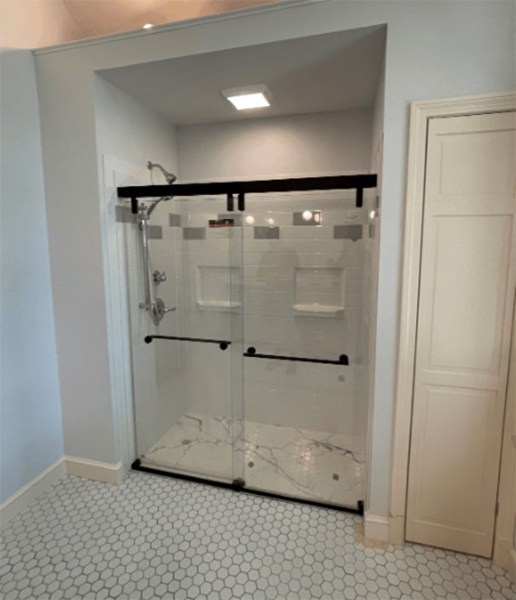 Section 1 age in place shower credit On the Mend Medical - Innovate Building Solutions, Age In Place Shower, Bathroom Shower Projects, Home Improvement Needs, Accessible Shower Remodels