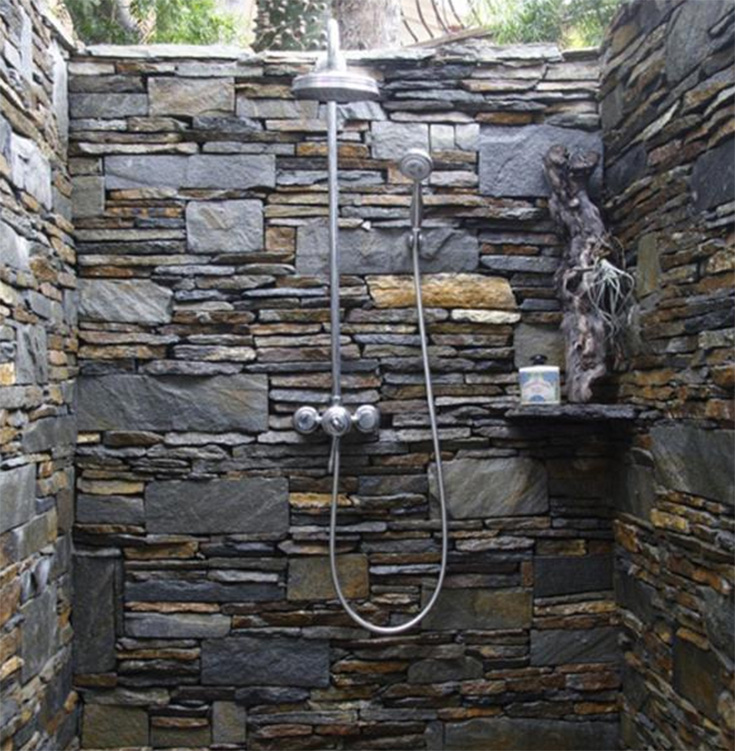 Section 1 option 3 stone shower walls credit www.lushhome.com - Innovate Building Solutions, Dream Shower Renovations, Luxury On A Budget, Beautiful Bathroom Showers, Bathroom DIY Ideas