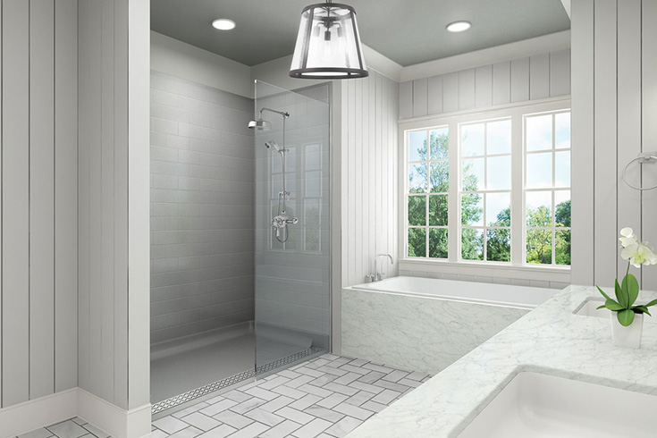 Step 1 accessible shower with a ramped shower pan - Innovate Building Solutions, Accessible Shower Designs, Bathroom Shower Needs, DIY Bathroom Remodel, Custom Shower Redesign