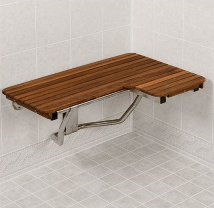 Step 2 option 3 teak transfer bench seat credit www.TeakWorks4U.com - Innovate Building Solutions, Cleveland Ohio Accessible Showers, Walk In Accessibility Shower, Bathroom Improvement Needs, Shower Seat Options