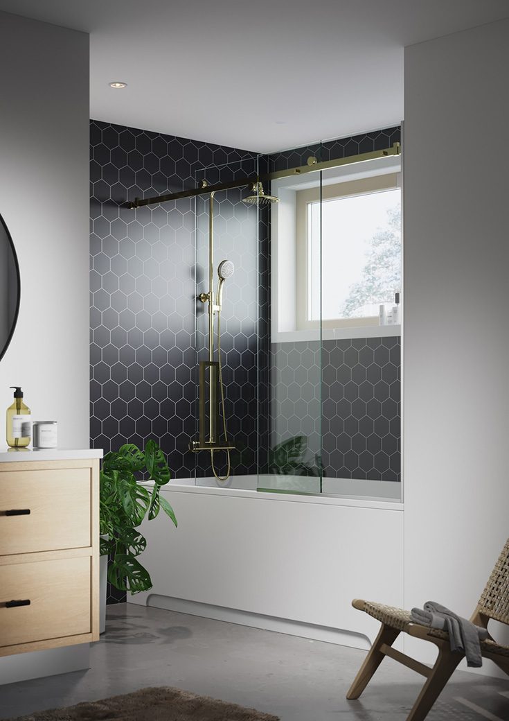 Trend 1 - 1 black hexagon tub surround panels - Innovate Building Solutions, Shower Wall Panels, Modern Bathroom Showers, Bathroom Improvement Project, Walk In Shower Concepts