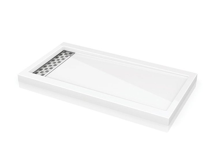 FAQ 2 acrylic shower pan with a linear offset shower drain - Innovate Building Solutions, Shower Pan Needs, Bathroom Shower Products, Custom Bathroom Shower Designs, Bathroom Improvement Ideas