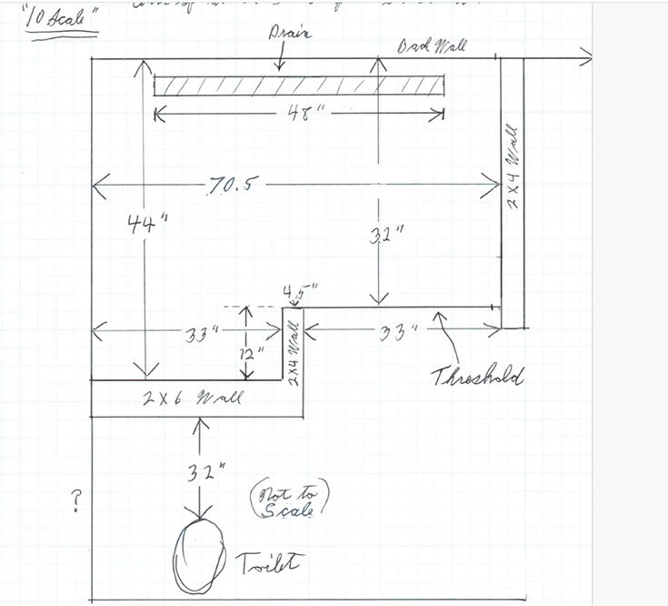Criterion 6 shower pan drawing - Innovate Building Solutions, Shower Remodeling Products, Custom Shower Pans, Walk In Bathroom Showers, Shower Remodel Planning