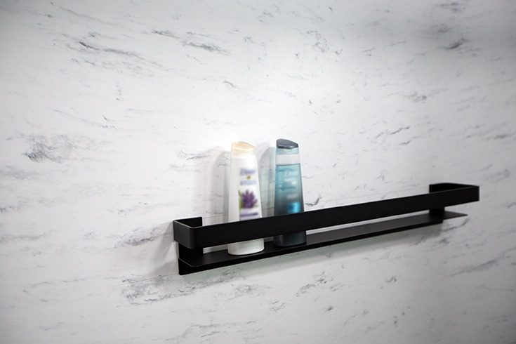 Feature 5 grab shelf in matte black for aging in place - Innovate Building Solutions, Cleveland Ohio Shower Accessories, Walk In Shower Needs, Bathroom Shower Needs, Safer Shower Concepts