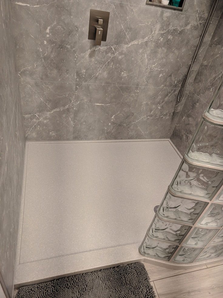 Element 11 idea 2 grout free wall panels in glass block shower - Innovate Building Solutions, Custom Bathroom Shower Designs, Walk In Shower Products, Glass Block Shower Wall, Shower wall Panels