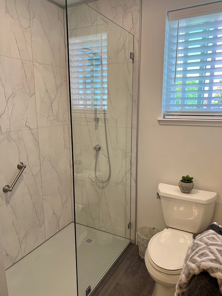 Regret 3 nicer bianco marble shower wall surrounds - Innovate Building Solutions, Custom Bathroom Shower Concepts, Alternatives To Tile, Walk In Shower Options, Dream Bathroom Shower Designs
