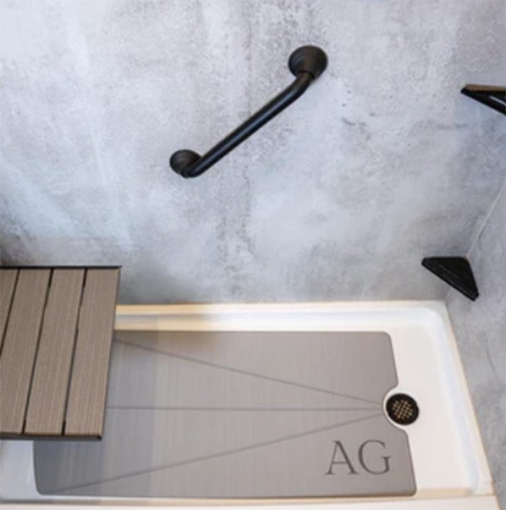 Accessory 13 shower mat credit Aqua Grip - Innovate Building Solutions, Accessible Shower Accessories, Custom Bathroom Shower Supplies, Modern Shower Needs, Accessible Walk In Showers