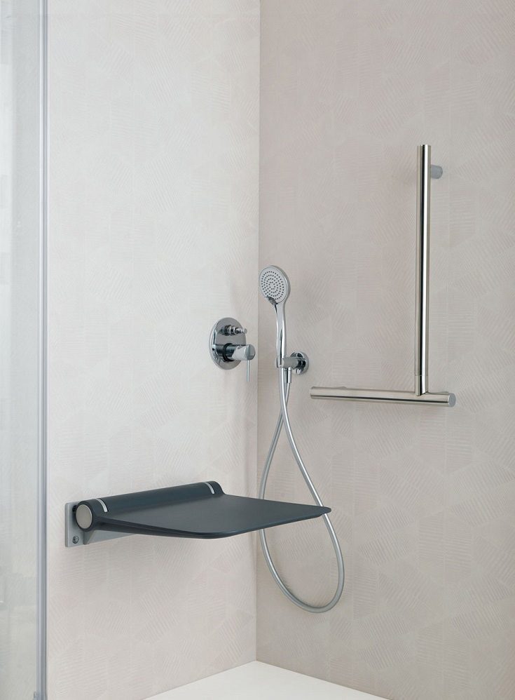 Accessory 2 contempory fold down black shower seat - Innovate Building Solutions, Cleveland Ohio Shower Needs, Walk In Bathroom Showers, Custom Shower Accessories, Fold Down Shower Seats