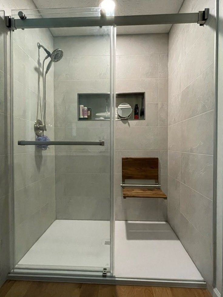 Idea 15 clear bypass glass shower doors shower wall panels - Innovate Building Solutions, Walk In Shower Design Ideas, Glass Shower Door Options, Bathroom Shower Remodeling, Luxury Bathroom Shower Concepts