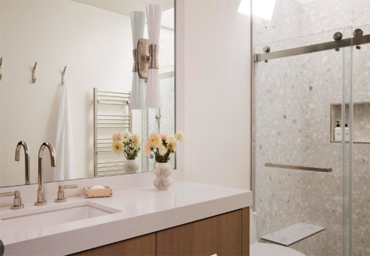 Idea 21 large mirror in small 5' x 8' bathroom credit www.livingetc.com - Innovate Building Solutions, Cleveland Ohio Luxury Bathrooms, Custom Bathroom Shower Remodeling, Bathroom Renovation Ideas, Modern Shower Concepts