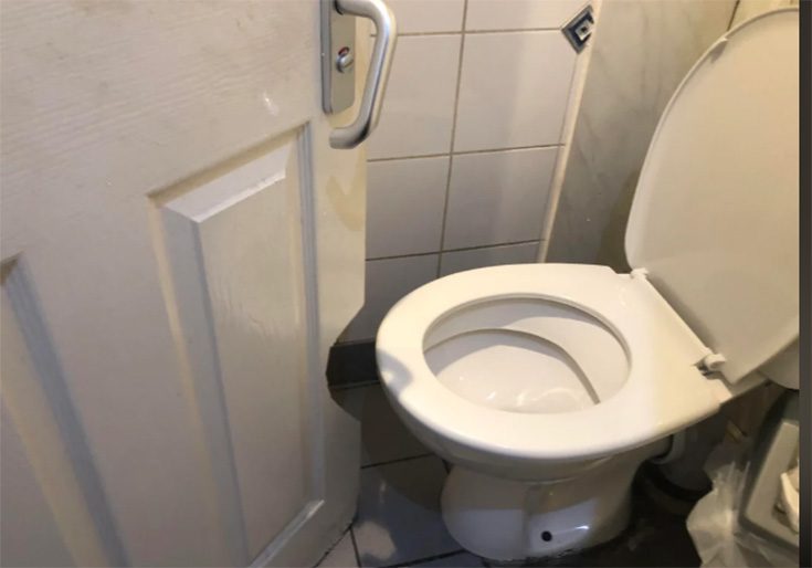 Idea 9 door cut around toilet in small bathroom - Innovate Building Solutions, Cleveland Ohio Custom Showers, Professional Bathroom Renovations, Modern Bathroom Shower Designs, Bathroom Remodeling Projects