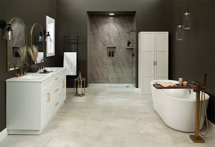 Tip 6 Polished stone Emperardo Light shower surround panels - Innovate Building Solutions, Luxury Home Shower, Modern Bathroom Renovations, Beautiful Wall Panel Options, Affordable Home Projects